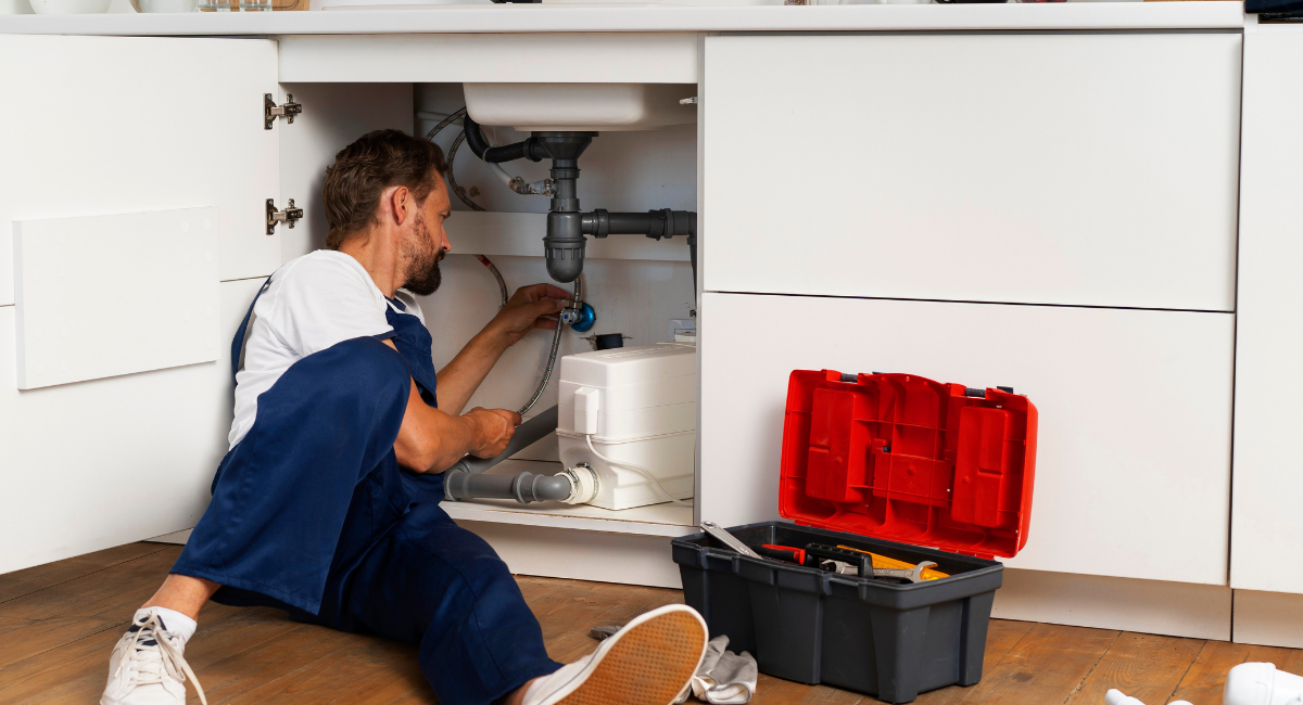 Heating engineer at work